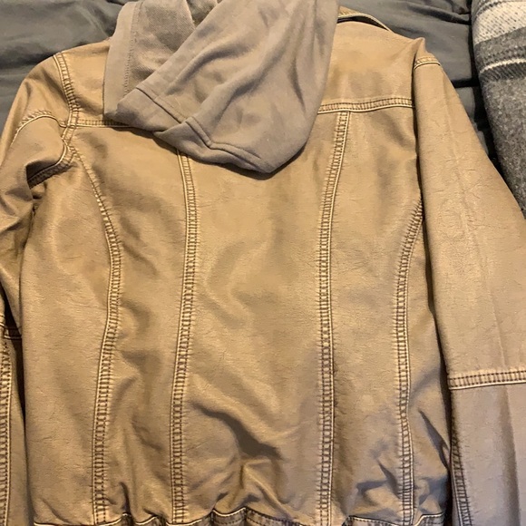 Hooded faux leather jacket - Picture 3 of 6